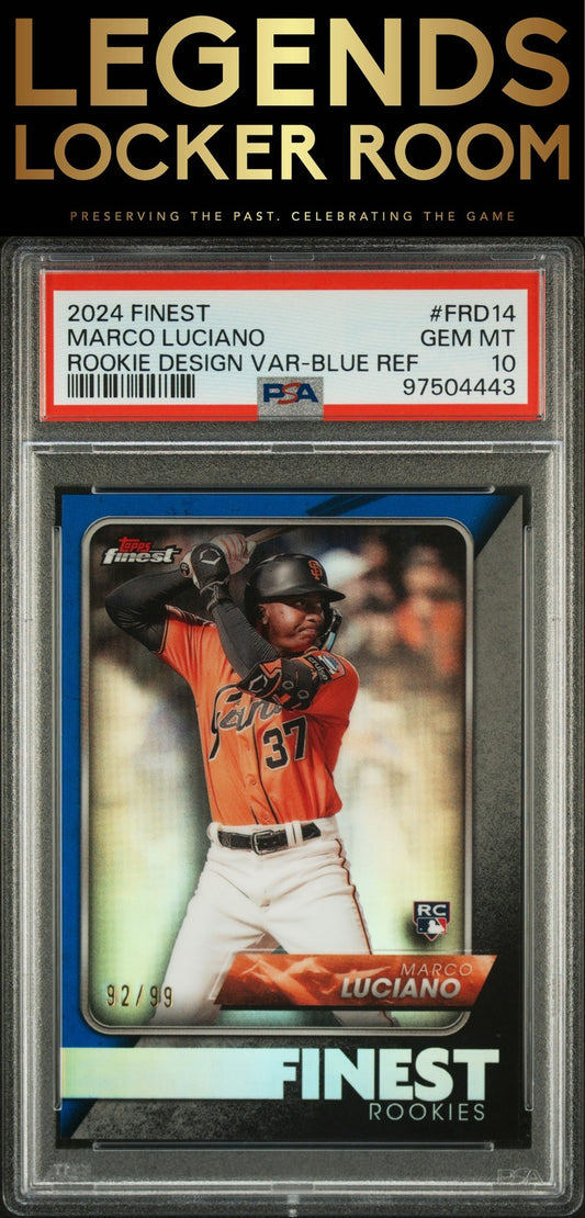 2024 Topps Finest Rookie Design Variation Marco Luciano Blue Ref PSA 10