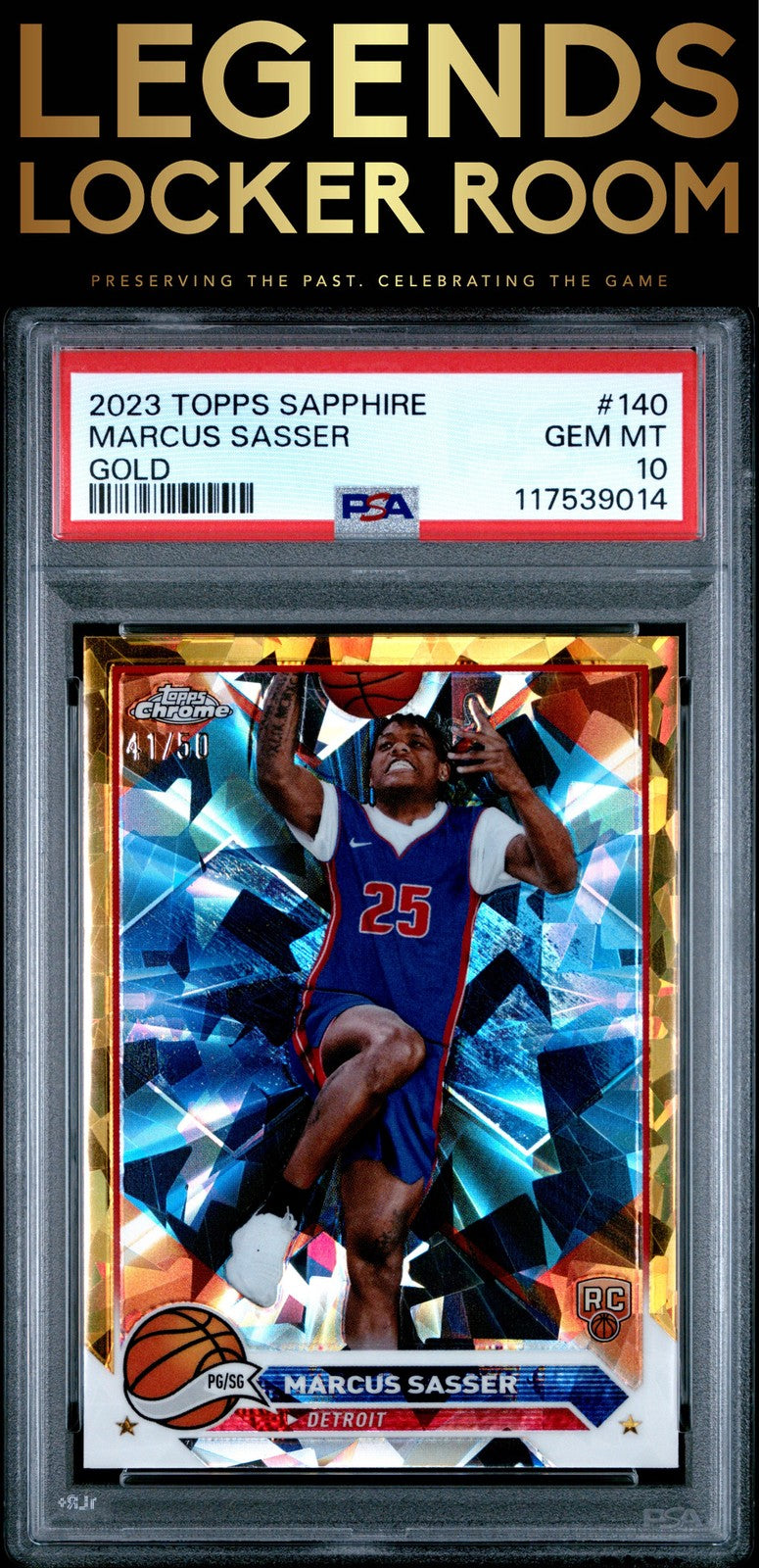 2023 Topps Chrome Sapphire Edition #140 Marcus Sasser Gold PSA 10