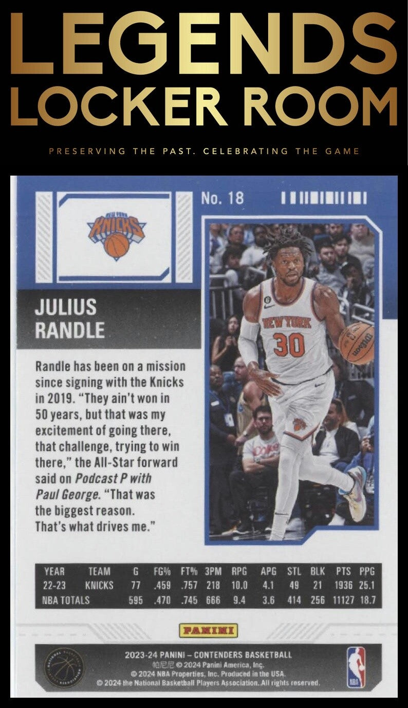 2023-24 Panini Contenders #18 Julius Randle Game Ticket Bronze