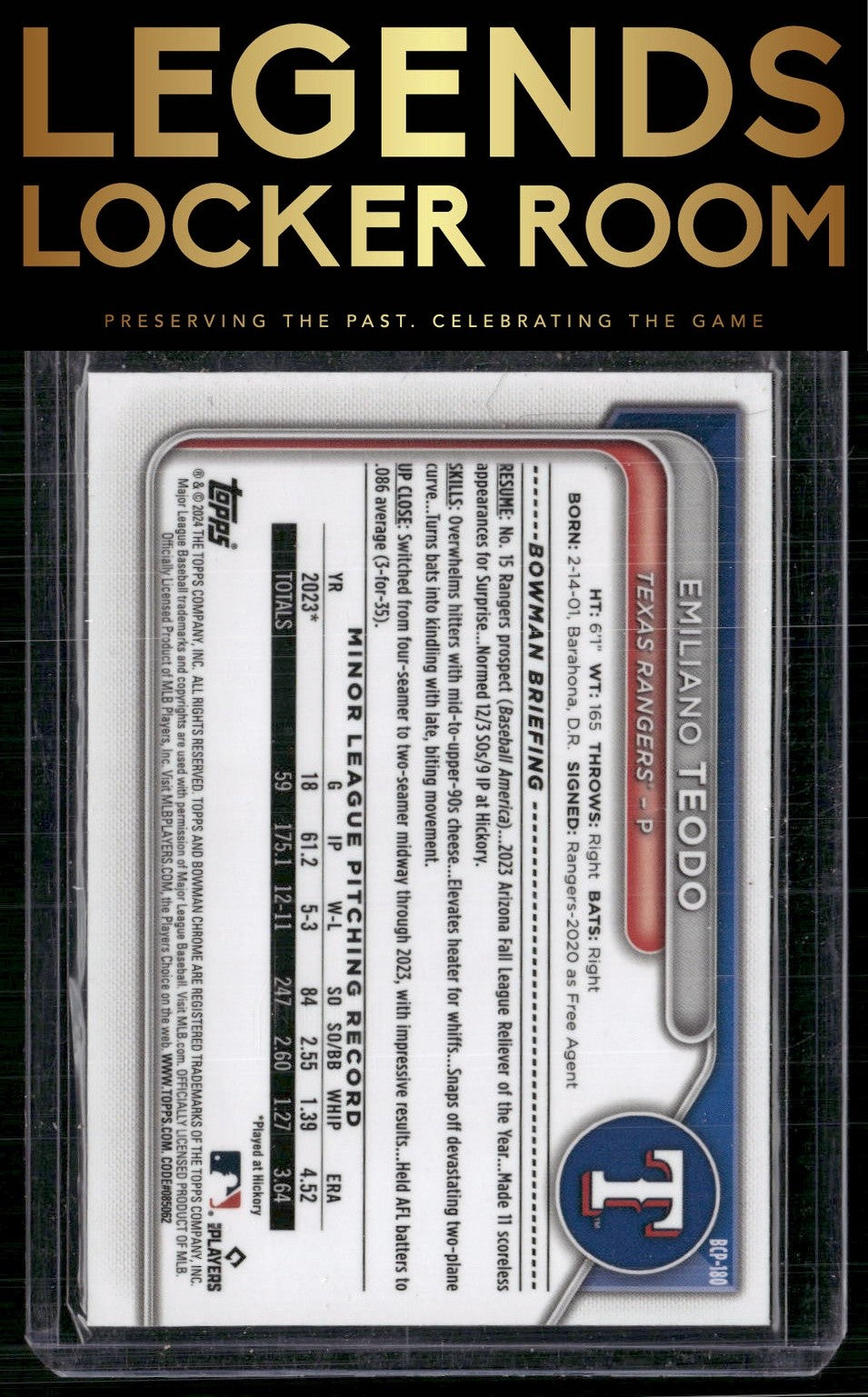 2024 Bowman Chrome #BCP-180 Emiliano Teodo Prospects