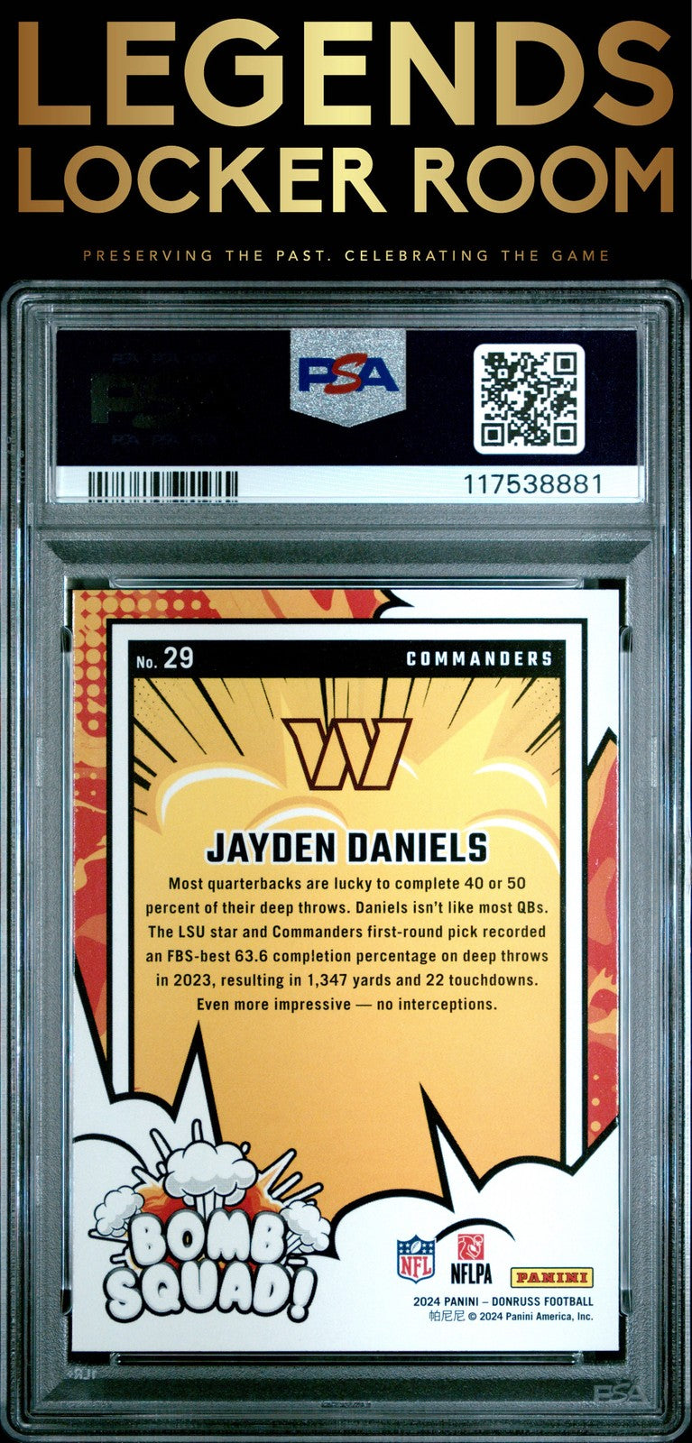 2024 Panini Donruss Bomb Squad #29 Jayden Daniels PSA 10
