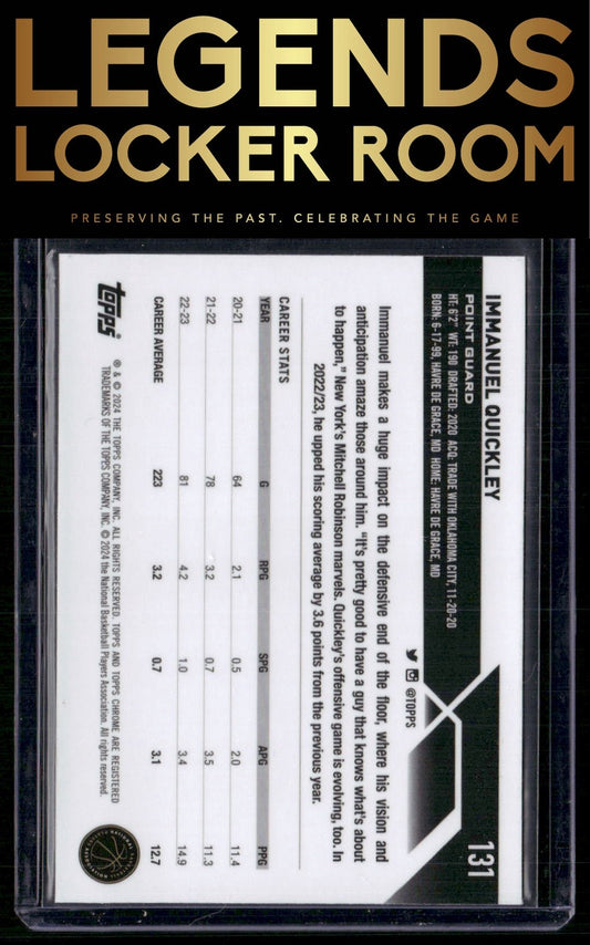 2023-24 Topps Chrome Sapphire Edition #131 Immanuel Quickley