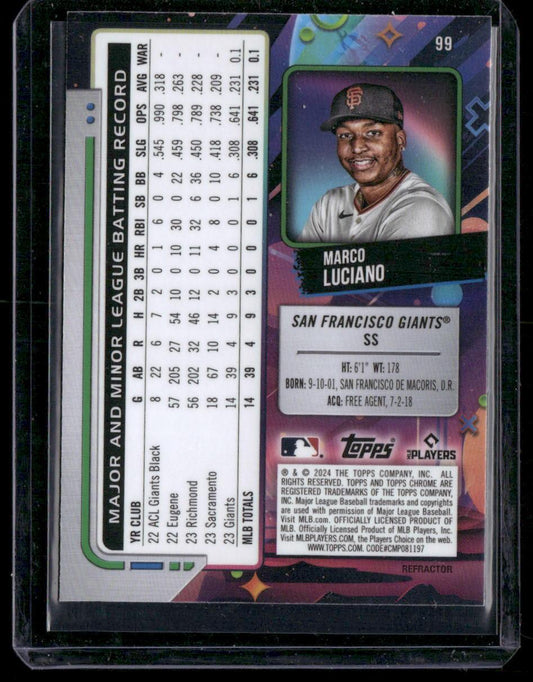 2024 Topps Chrome Cosmic #99 Marco Luciano Refractors