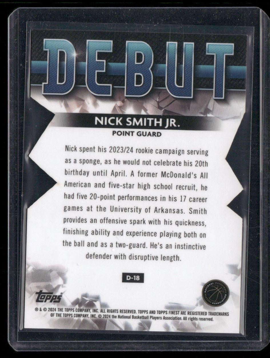 2023-24 Finest #D-18 Nick Smith Jr. Debut Refractors Die Cut #/74