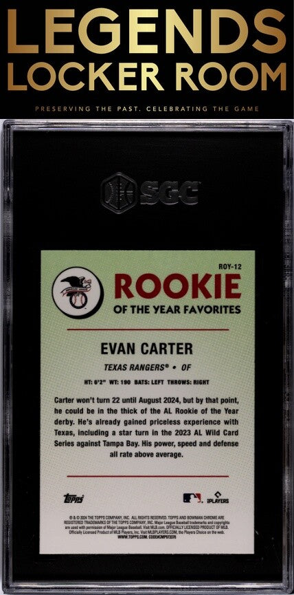 2024 Bowman Mega Box #ROY-12 Evan Carter Rookie Of The Year Favorites SGC 10