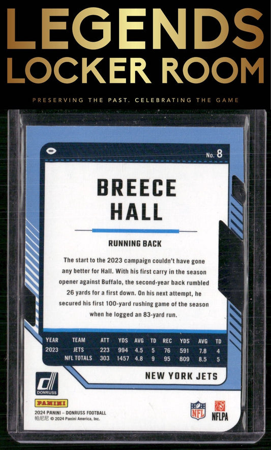 2024 Donruss #8 Breece Hall Press Proof Silver Die Cuts #/75