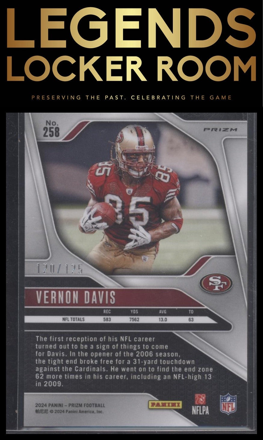 2024 Panini Prizm #258 Vernon Davis Purple #/125