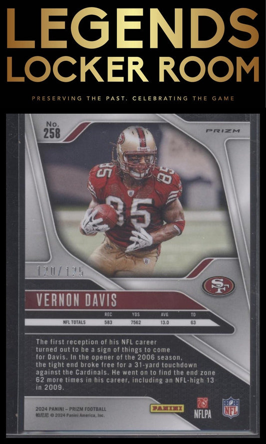 2024 Panini Prizm #258 Vernon Davis Purple #/125