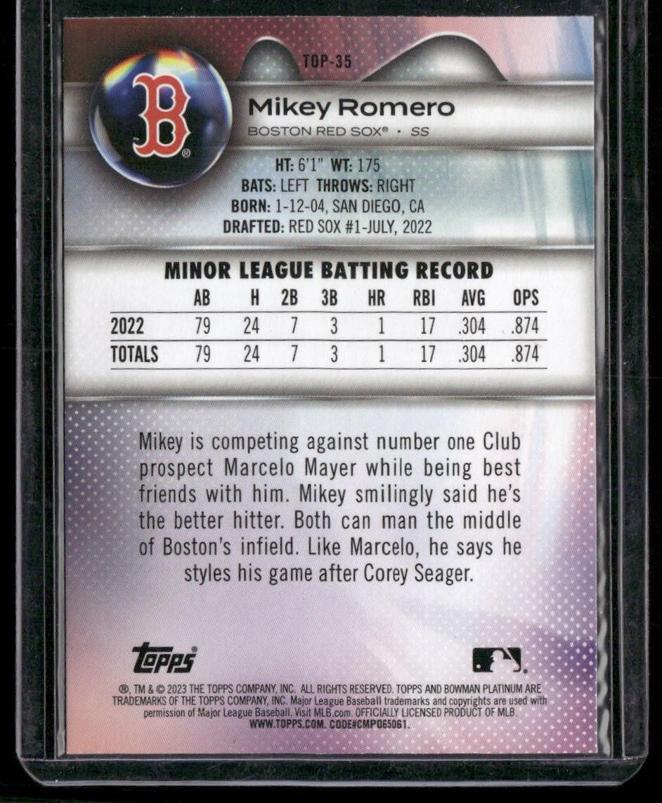 2023 Bowman Platinum #TOP-35 Mikey Romero Top Prospects