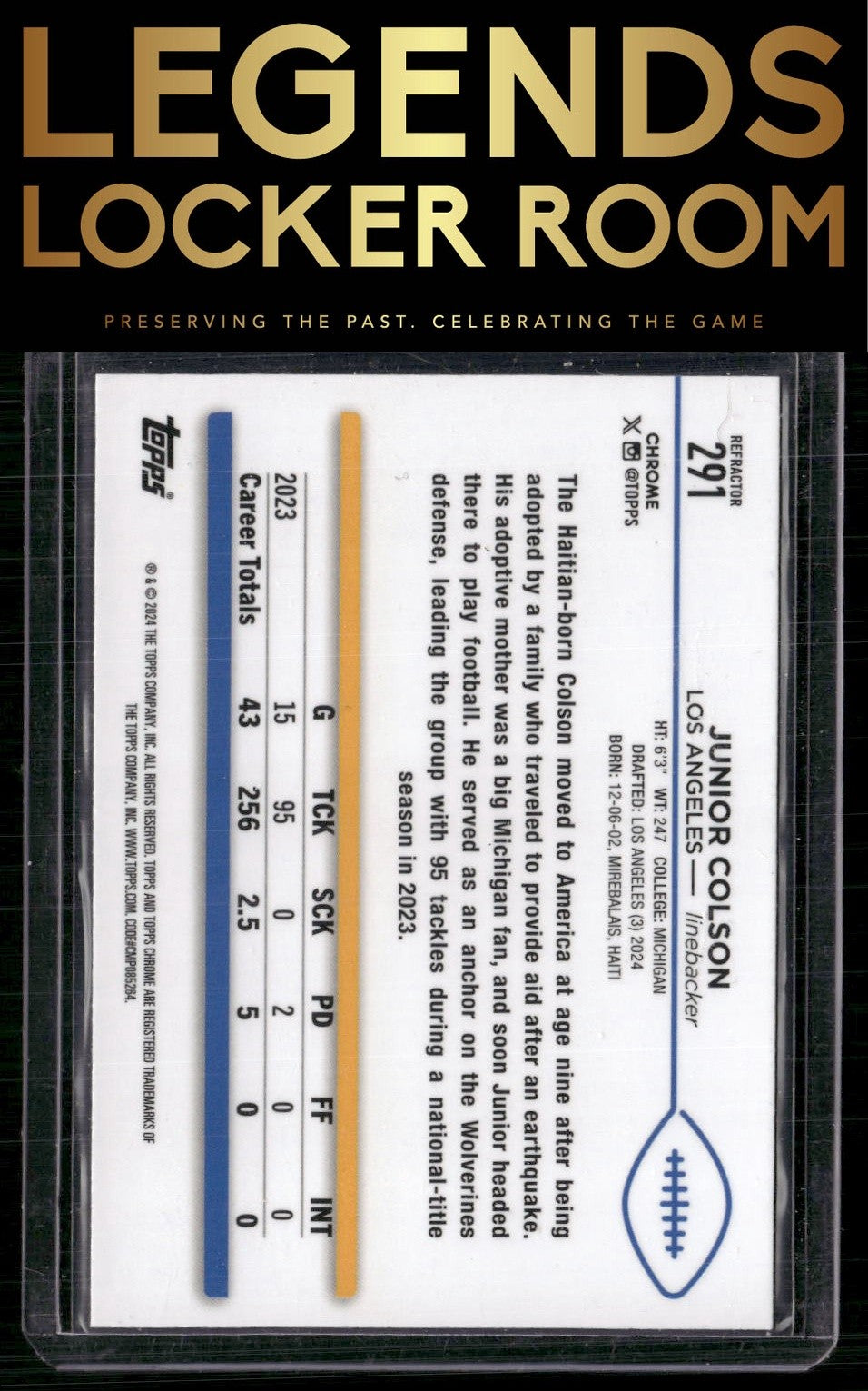 2024 Topps Chrome #291 Junior Colson Refractor