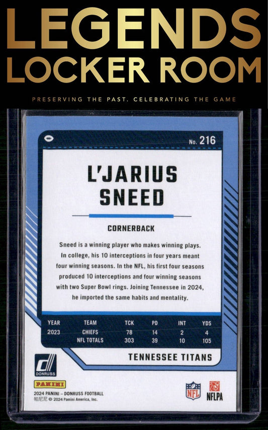2024 Donruss #216 L'Jarius Sneed