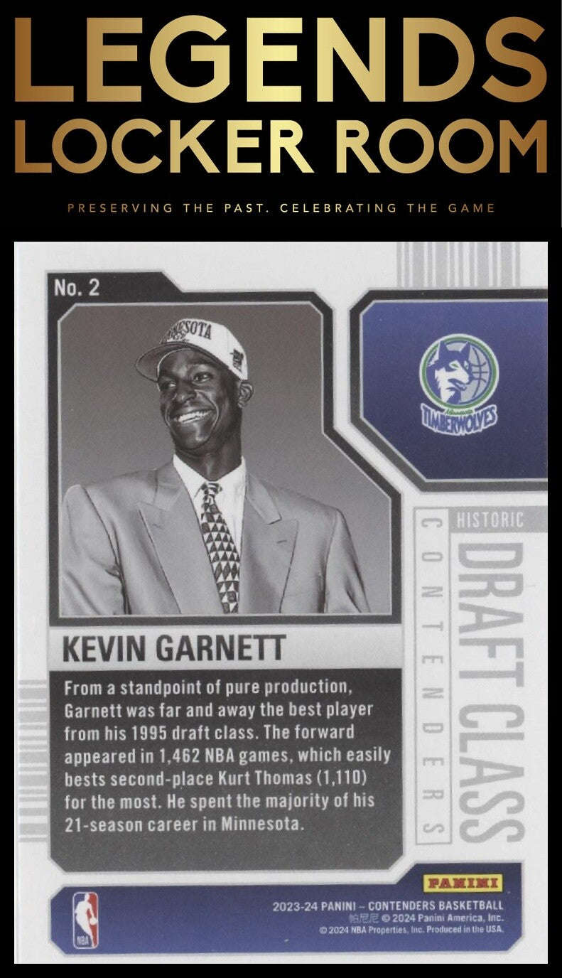 2023-24 Panini Contenders #2 Kevin Garnett Historic Draft Class Contenders