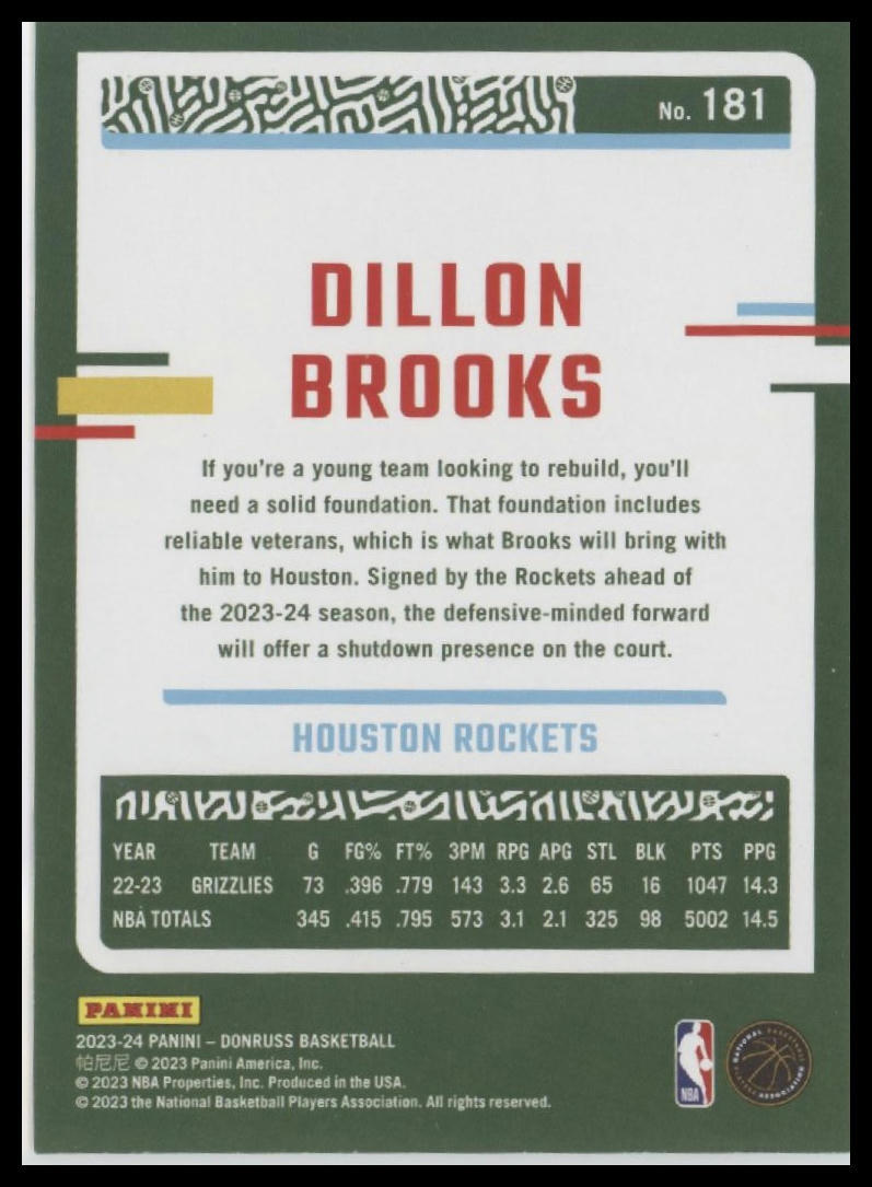 2023-24 Donruss #181 Dillon Brooks