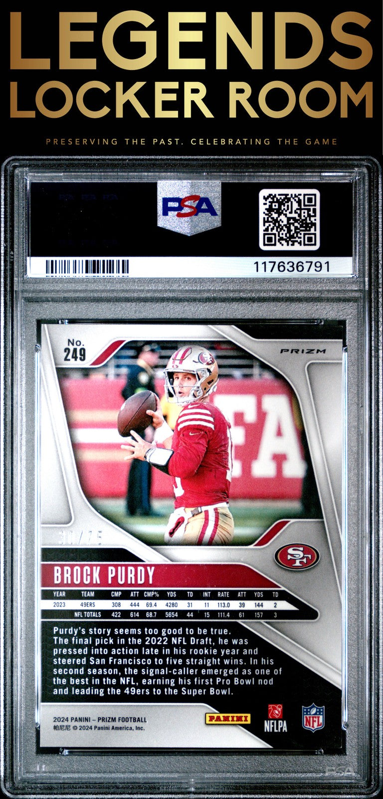 2024 Panini Prizm #249 Brock Purdy Green Scope PSA 9