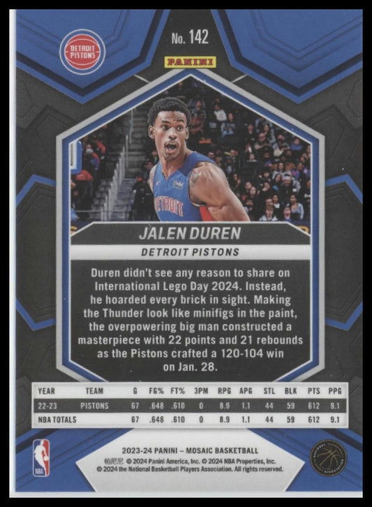 2023-24 Panini Mosaic #142 Jalen Duren