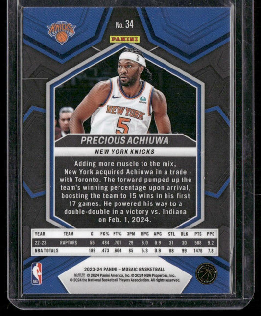 2023-24 Panini Mosaic #34 Precious Achiuwa