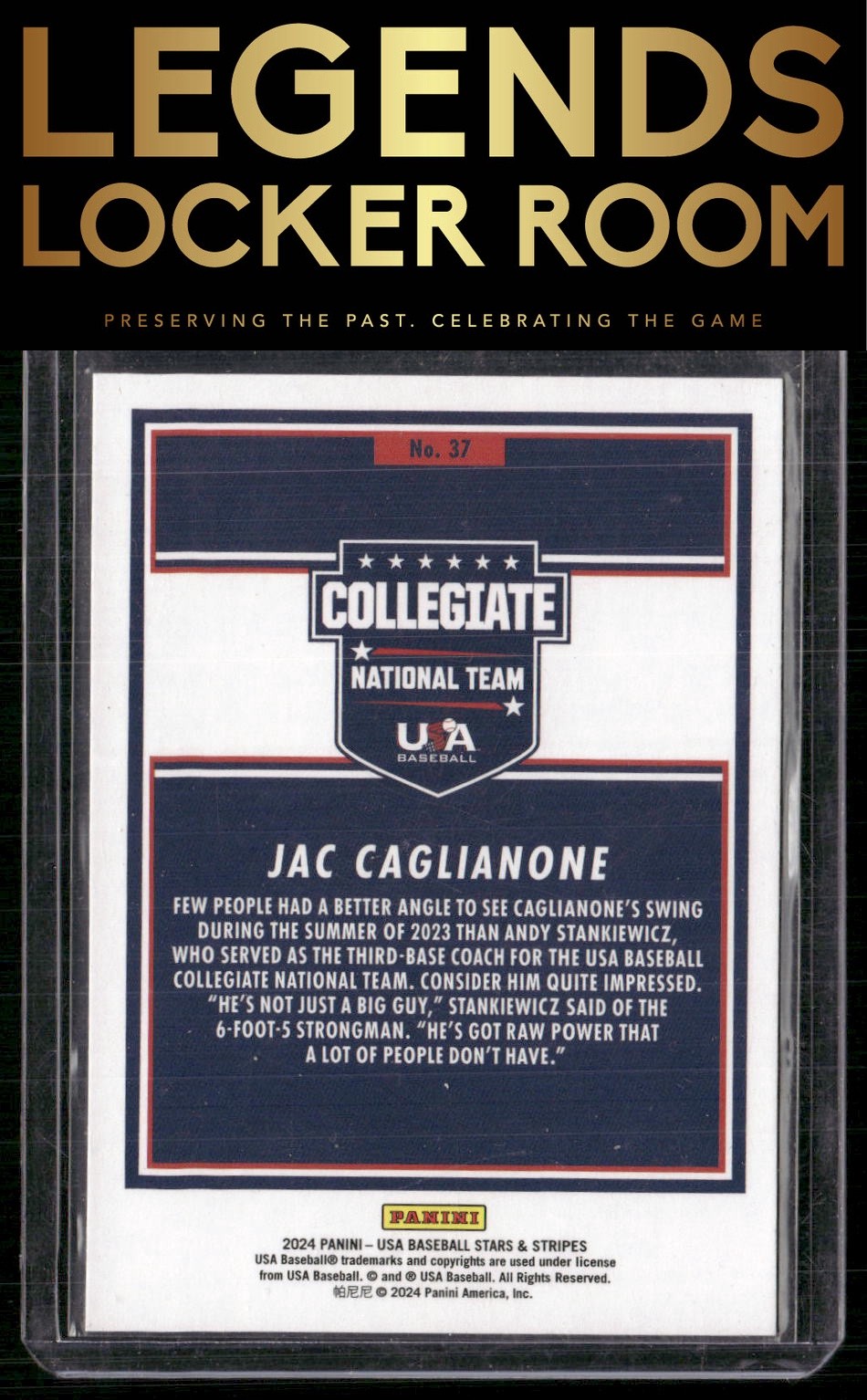 2024 Panini Stars & Stripes USA Baseball #37 Jac Caglianone