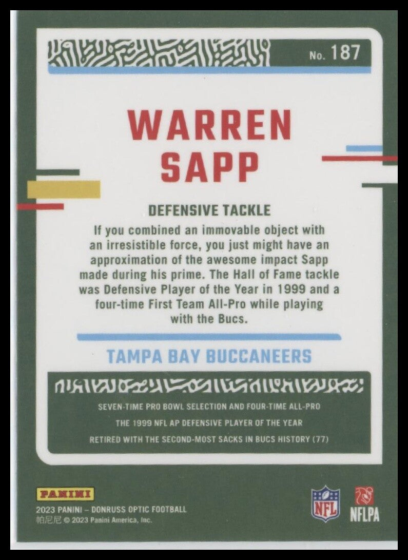 2023 Donruss Optic #187 Warren Sapp