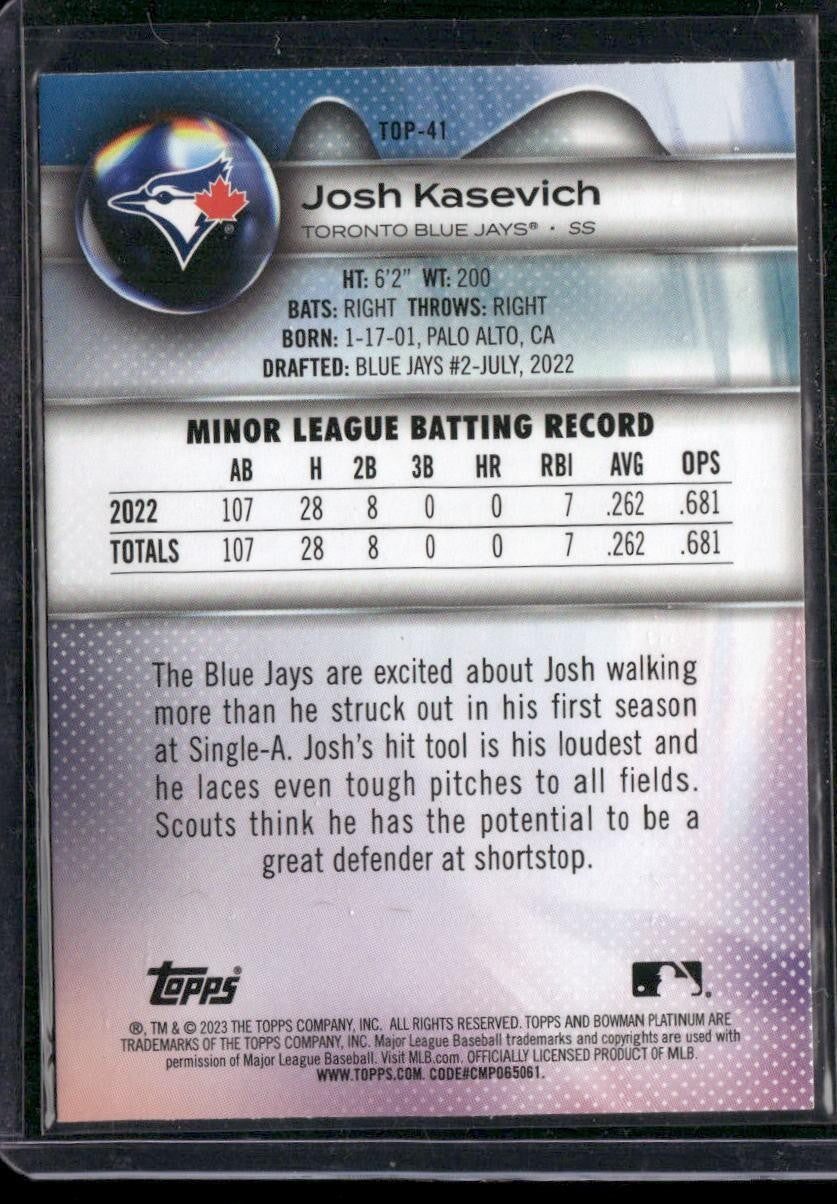 2023 Bowman Platinum #TOP-41 Josh Kasevich Top Prospects