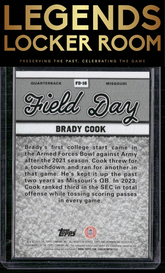 2024 Bowman University Best #FD-16 Brady Cook Field Day Geometric Refractor