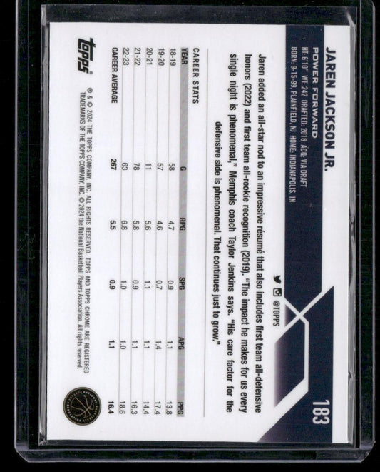 2023-24 Topps Chrome #183 Jaren Jackson Jr.