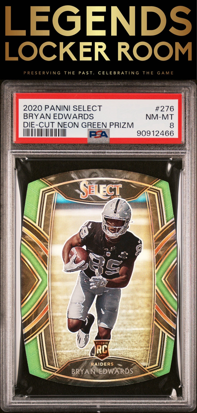 2020 Panini Select #276 Bryan Edwards Die-Cut Neon Green Prizm PSA 8