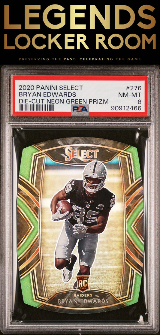 2020 Panini Select #276 Bryan Edwards Die-Cut Neon Green Prizm PSA 8