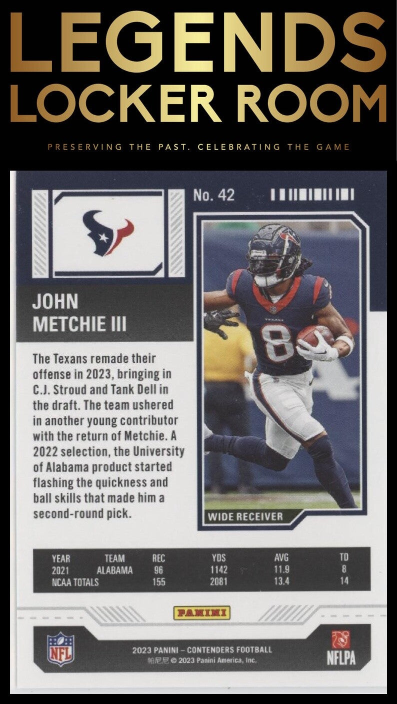 2023 Panini Contenders #42 John Metchie III Season Ticket Retail