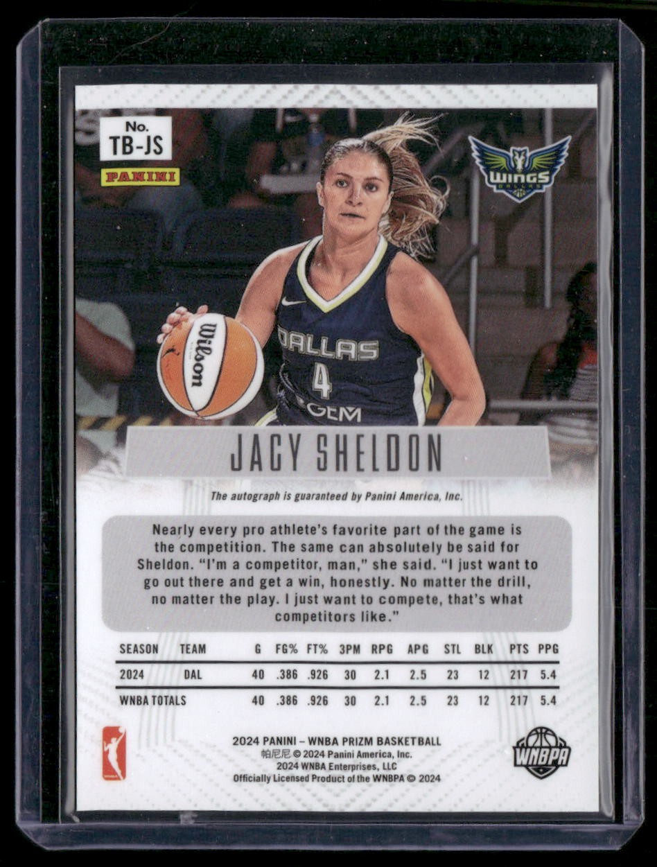 2024 Panini Prizm WNBA #TB-JS Jacy Sheldon Throwback Signatures