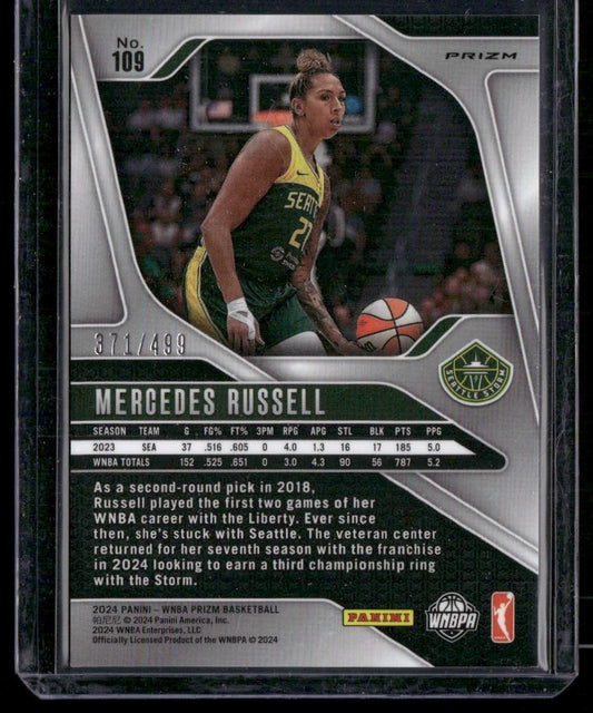 2024 Panini Prizm WNBA #109 Mercedes Russell Pulsar Prizms #/499
