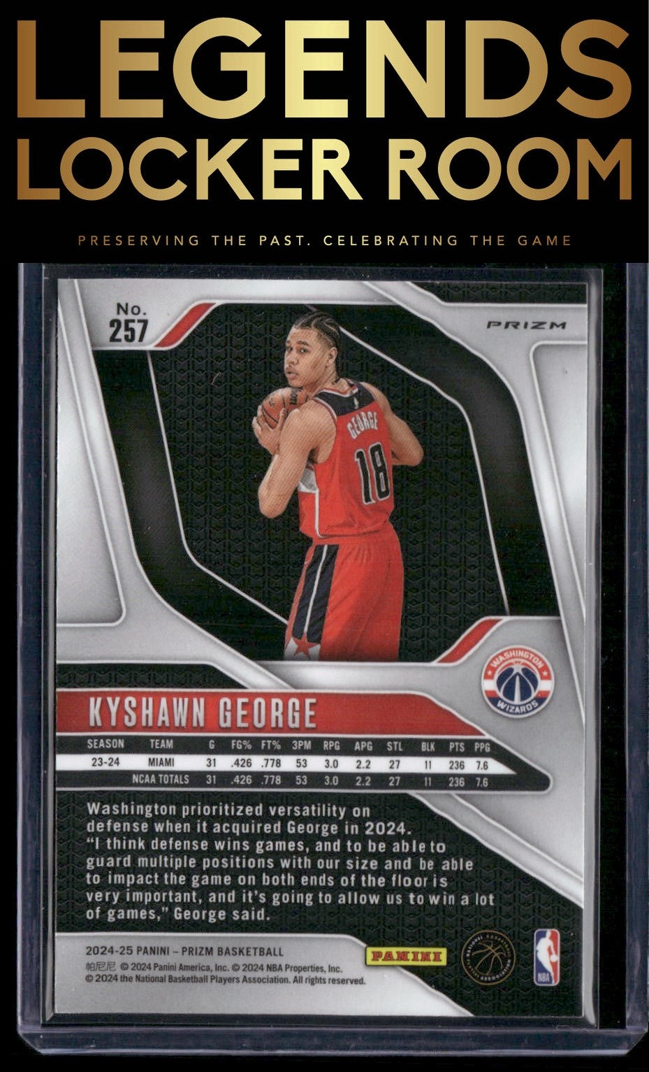 2024-25 Panini Prizm #257 Kyshawn George Prizms Pulsar