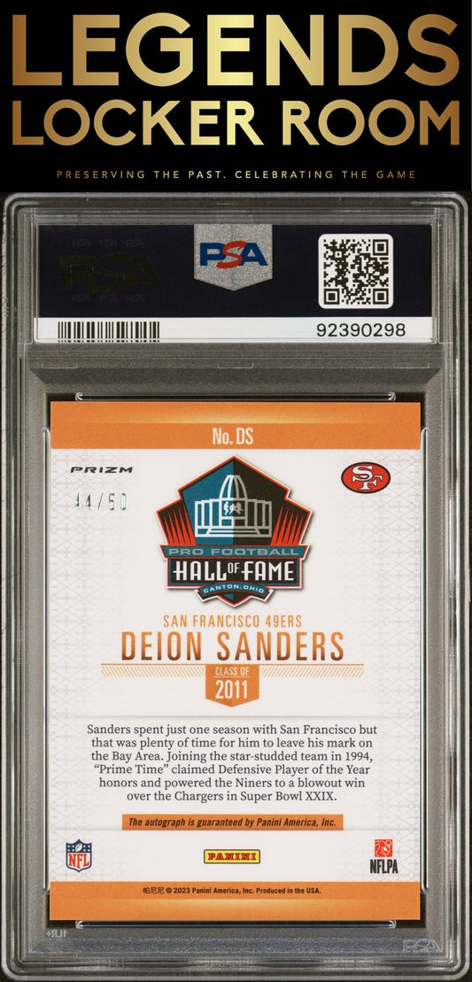 2023 Panini Phoenix Hall Of Fame Signatures Deion Sanders 49ers PSA 9