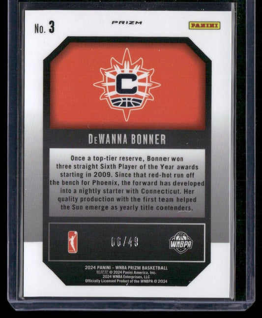 2024 Panini Prizm WNBA #3 DeWanna Bonner Top Tier Prizms Blue #/49