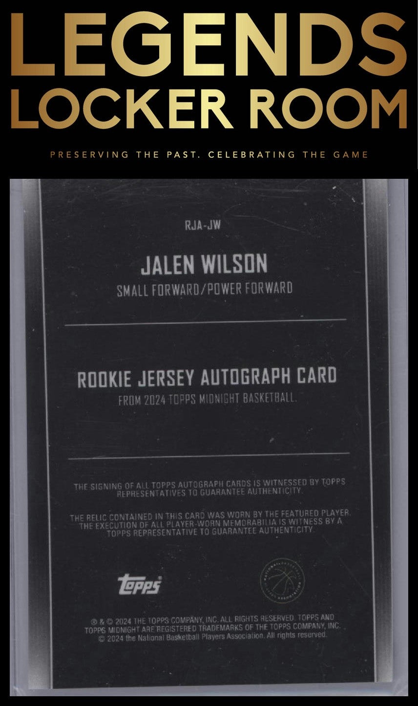 2023-24 Topps Midnight #RJA-JW Jalen Wilson Rookie Jersey Autographs