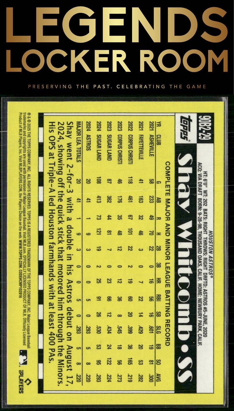 2025 Topps Shay Whitcomb 1990 Topps Baseball 35th Anniversary