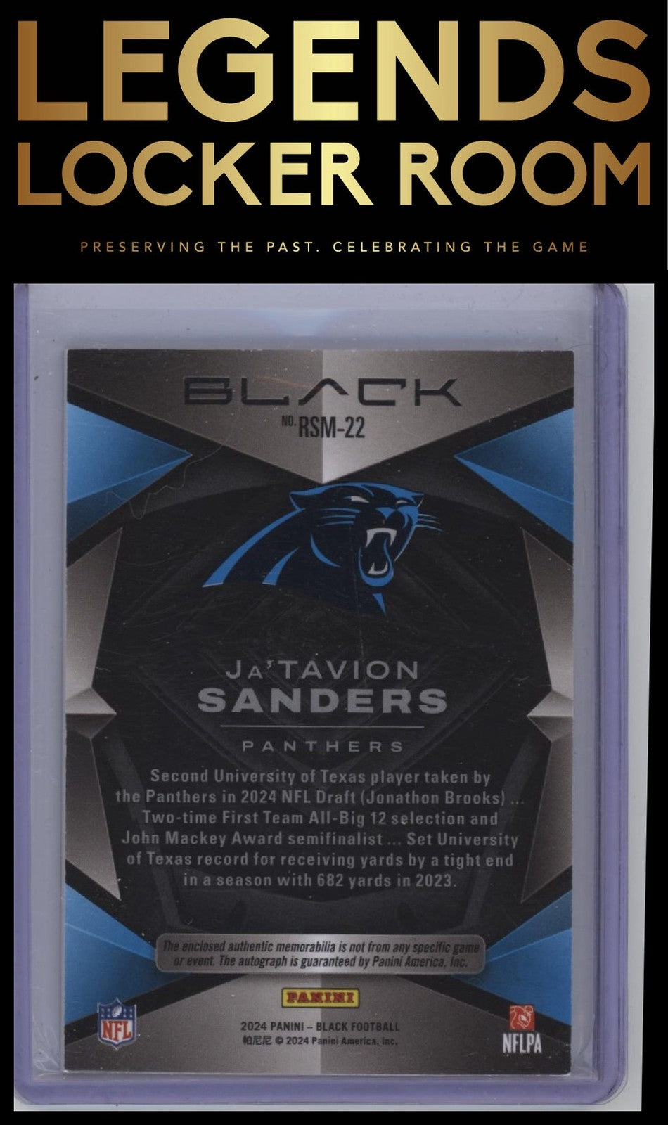 2024 Panini Black Ja'Tavion Sanders Rookie Signature Materials Royal #/75