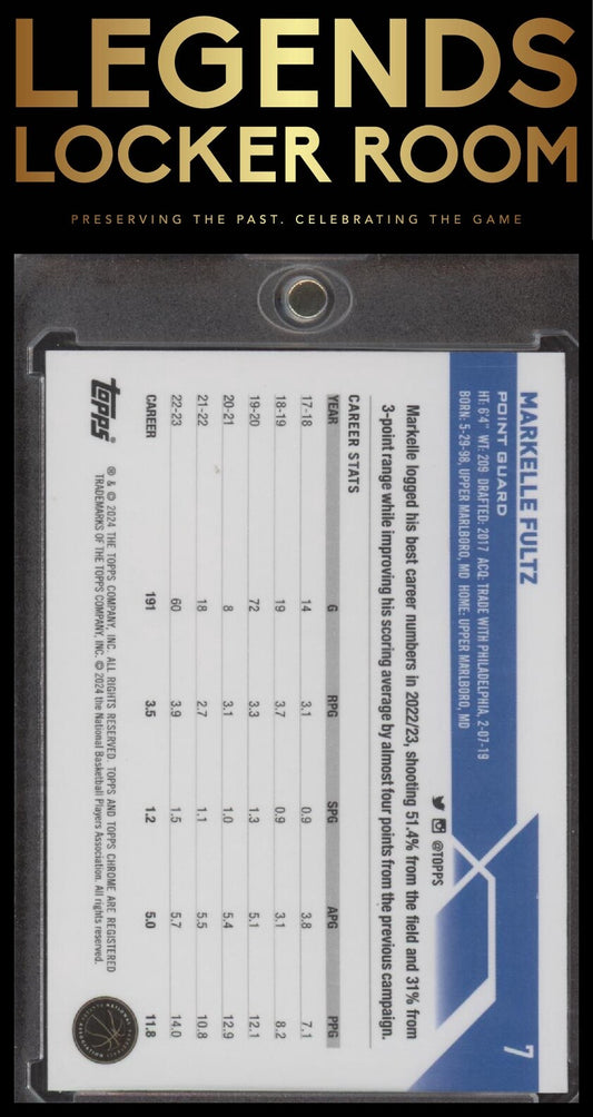 2023-24 Topps Chrome #7 Markelle Fultz Purple Refractors #/349