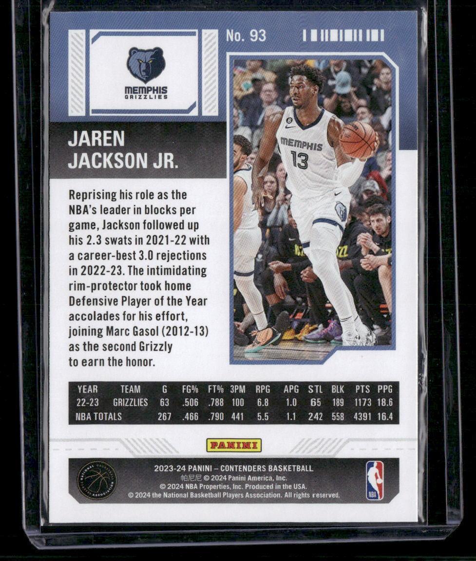 2023-24 Panini Contenders #93 Jaren Jackson Jr. Season Ticket Retail