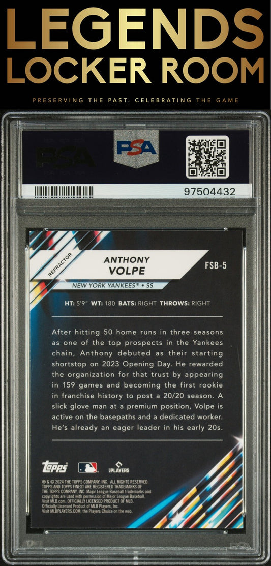 2024 Topps Finest Future So Bright Anthony Volpe Refractor PSA 10