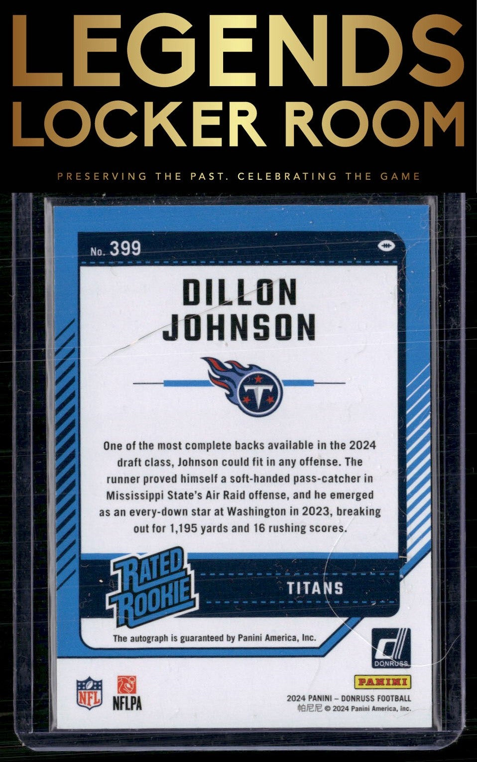 2024 Donruss #399 Dillon Johnson Rated Rookies Autographs