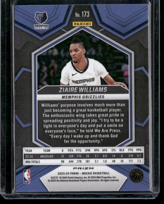 2023-24 Panini Mosaic #173 Ziaire Williams Green