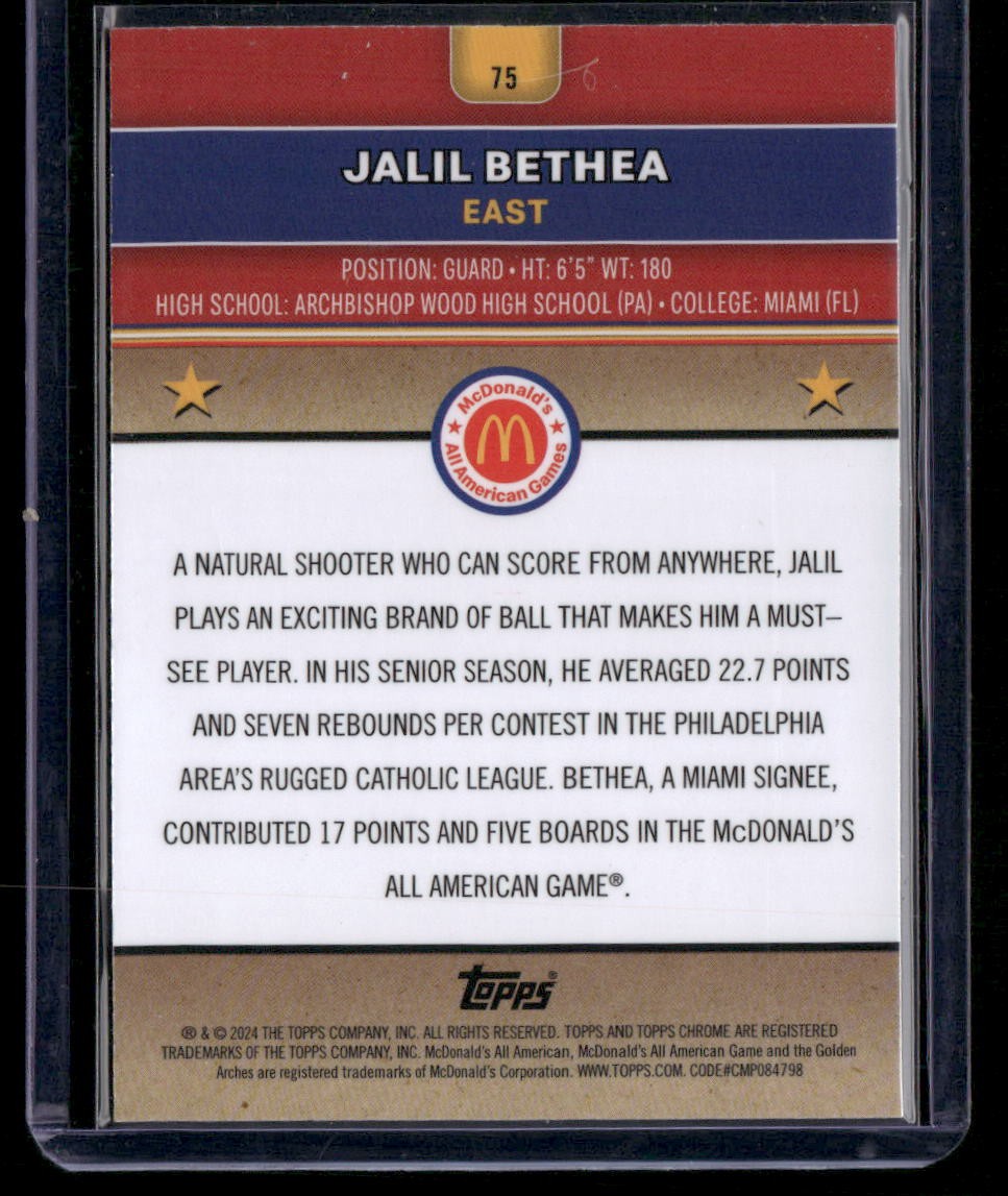 2024 Topps Chrome McDonald's All-American #75 Jalil Bethea