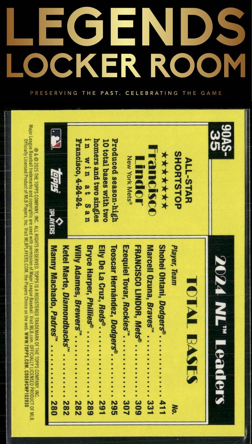 2025 Topps Francisco Lindor 1990 Topps Baseball 35th Anniversary All-Stars