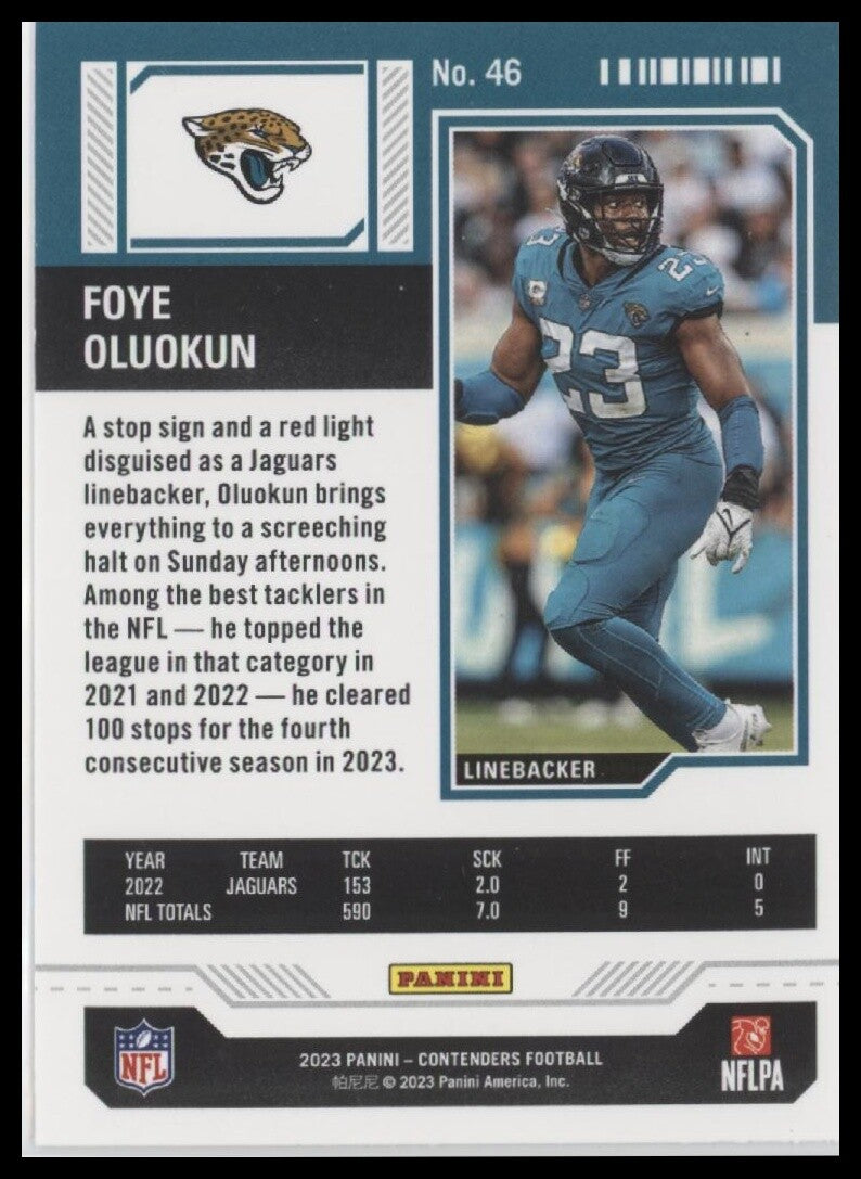 2023 Panini Contenders #46 Foye Oluokun Season Ticket Retail