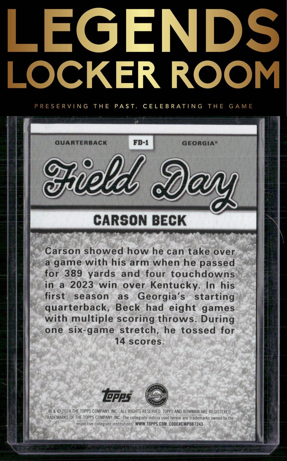 2024 Bowman University Best #FD-1 Carson Beck Field Day Geometric Refractor