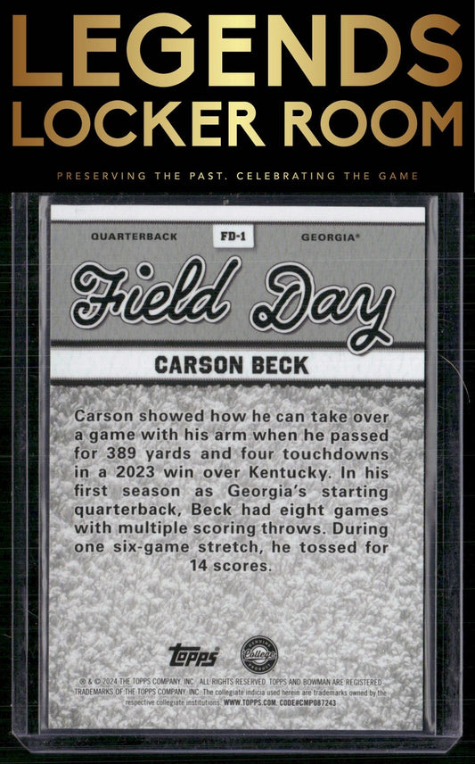 2024 Bowman University Best #FD-1 Carson Beck Field Day Geometric Refractor