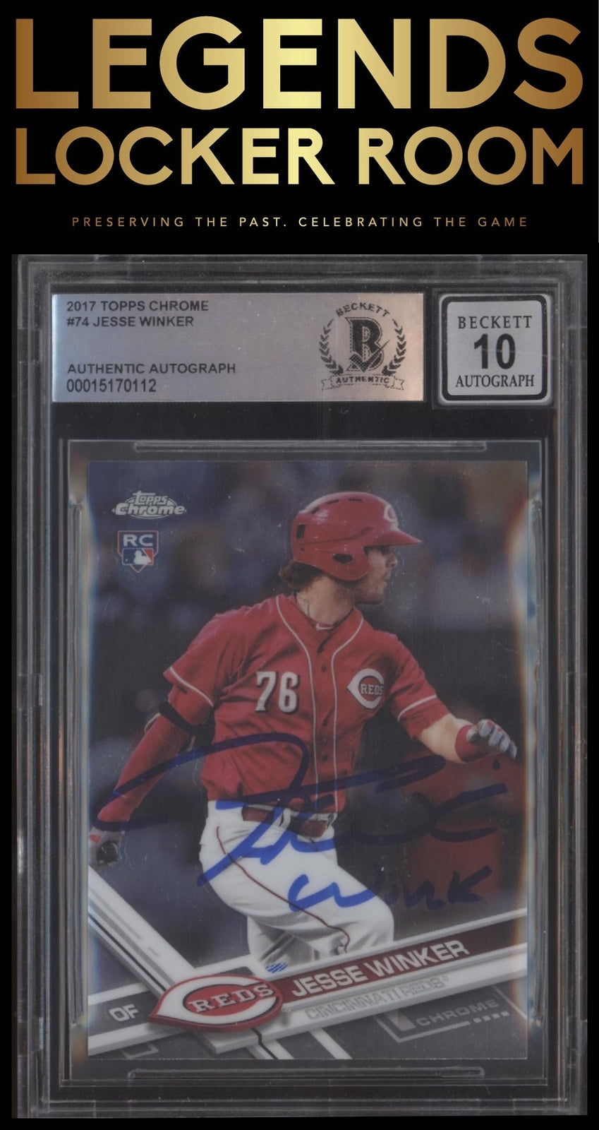 2017 Topps Chrome #74 Jesse Winker Authentic Auto