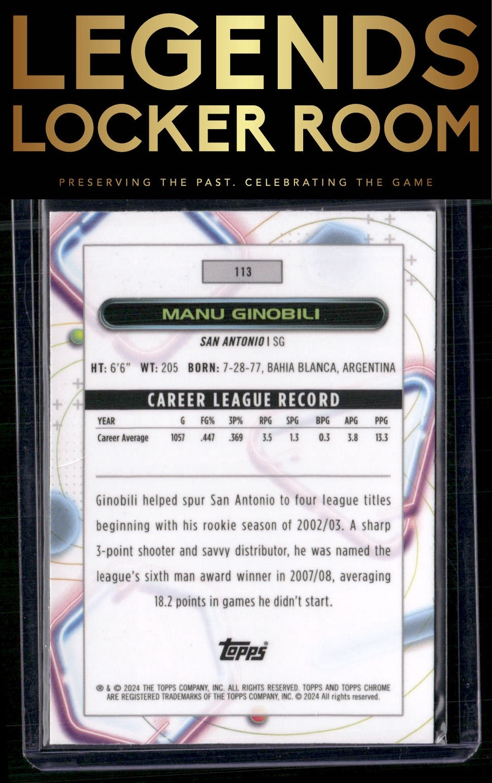 2023-24 Topps Chrome Cosmic #113 Manu Ginobili