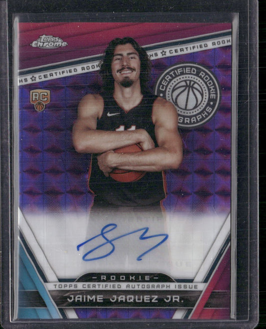 2023-24 Topps Chrome Jaime Jaquez Jr. Certified Rookie Auto Purple Geometric