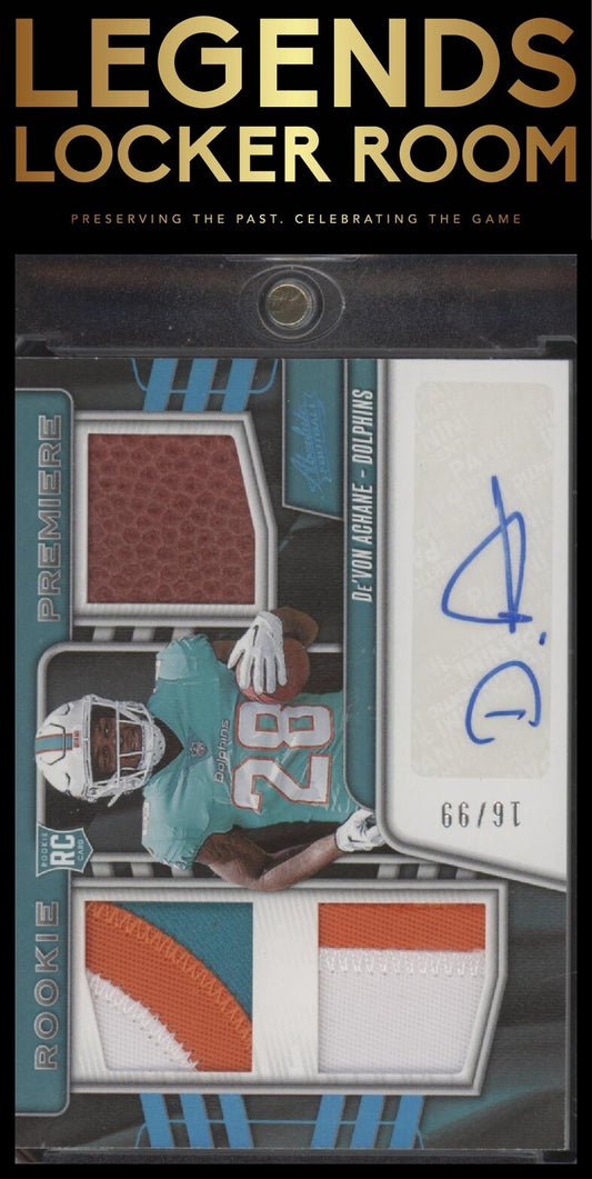 2023 Panini Absolute De'Von Achane Rookie Premiere Materials Autos Spectrum #/99